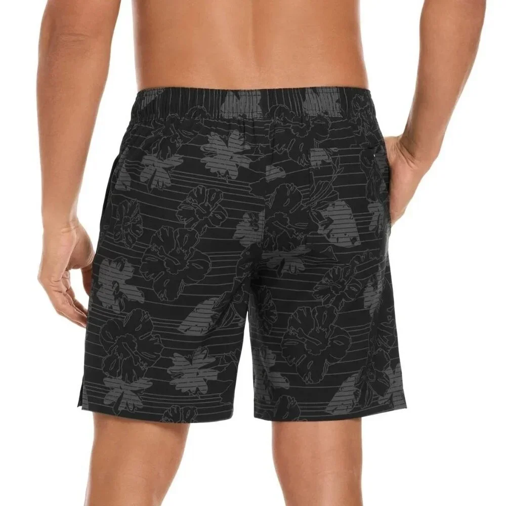 Hurley Men's M Swim Shorts Black Floral Print 4-Way Stretch N0992